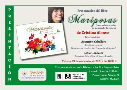 Cristina Alonso presenta su libro Mariposas que vuelven a volar en un mundo de colores