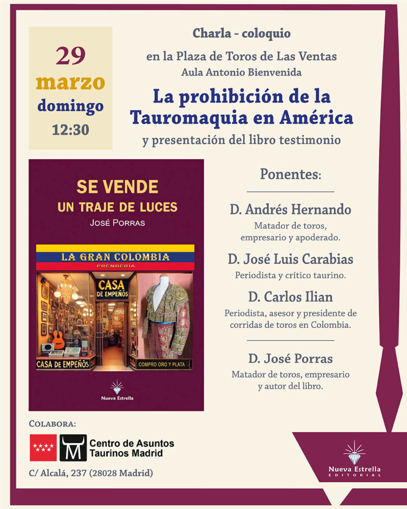 José Porras presenta en La plaza de toros de Las Ventas: Se vende un traje de luces.